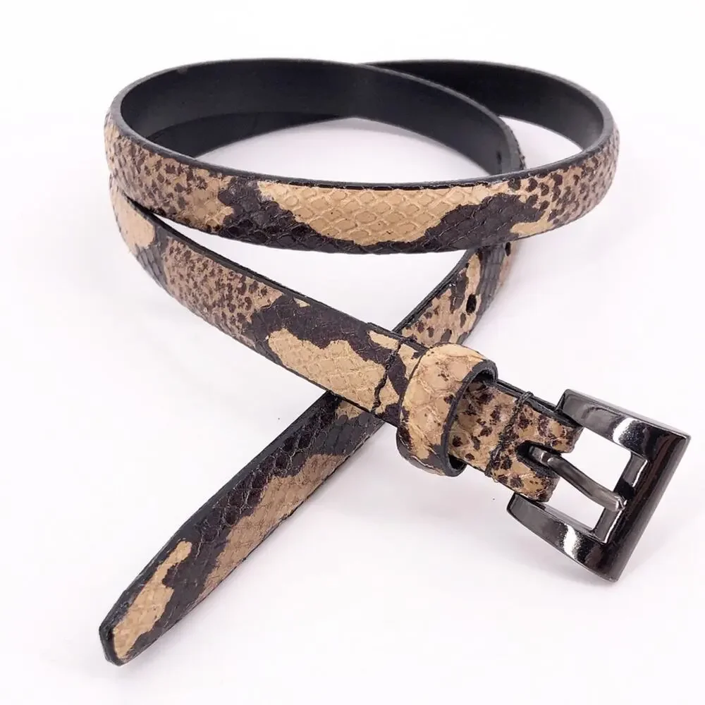 WCM New York black & tan faux snake skin belt